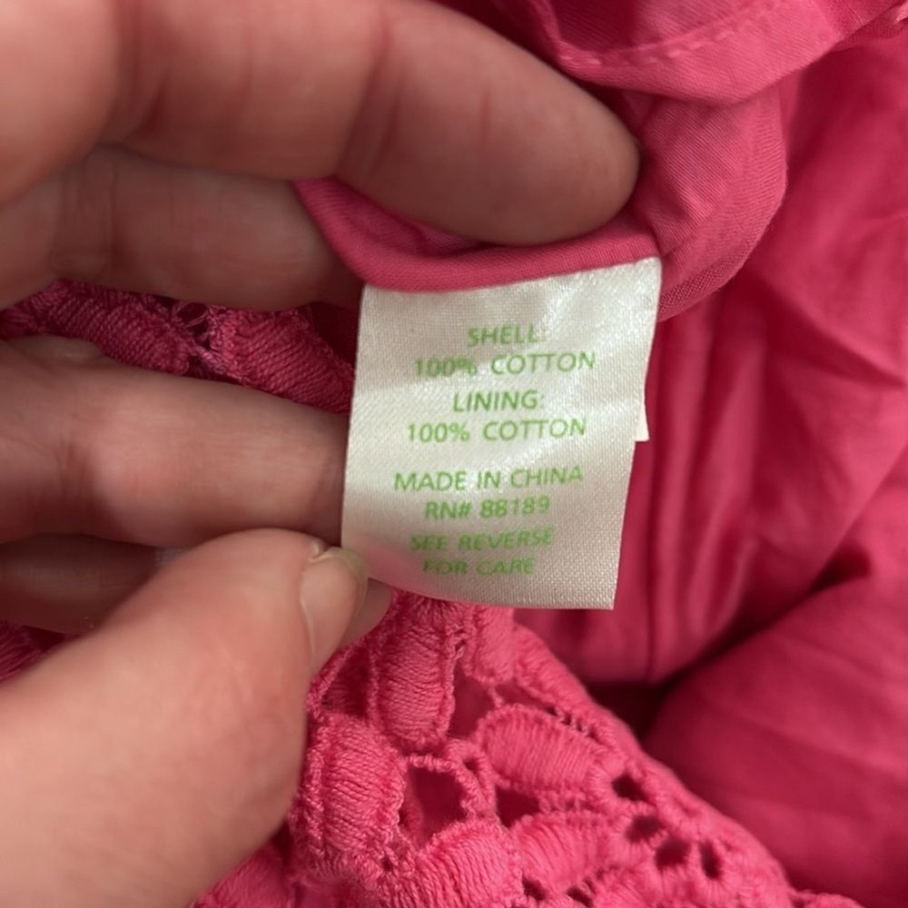 Lilly Pulitzer Bowen Pink Floral Eyelet Lace Strapless Empire Waist Dress Size 0 - Picture 7 of 8